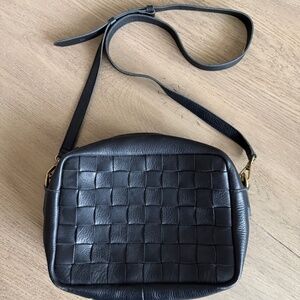 The Medium Transport Camera Bag Black Leather Weave Purse